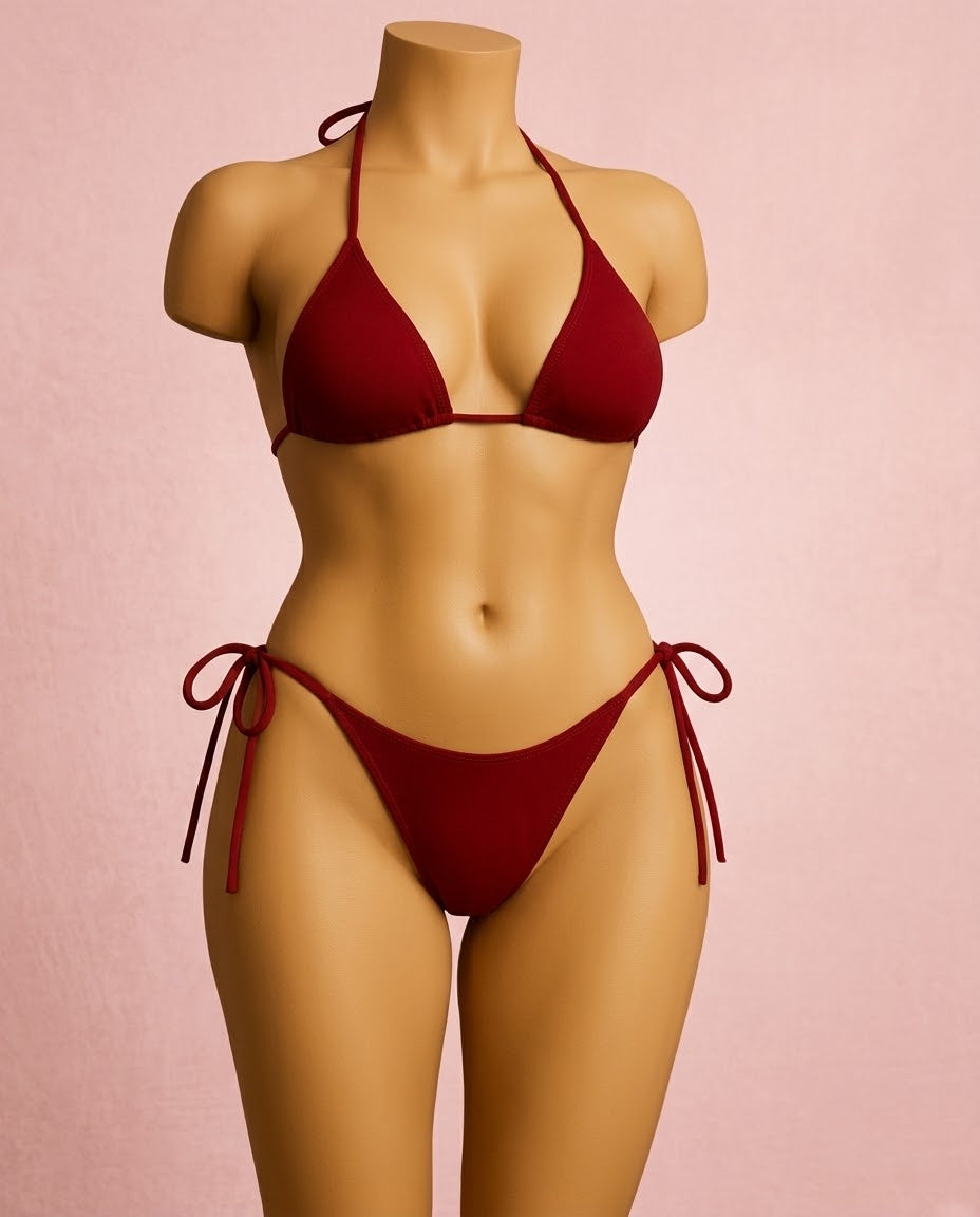Ribbed Triangle Bikini Set Secretinner
