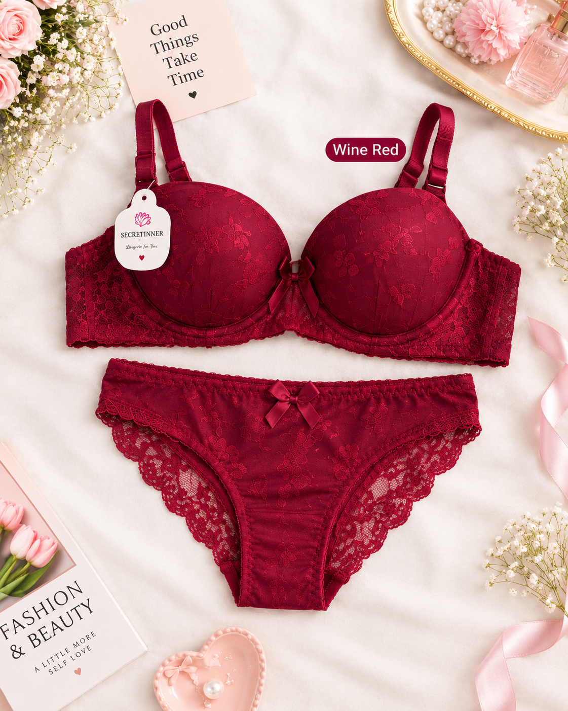 Imported Laced Bra Set For Women Secretinner