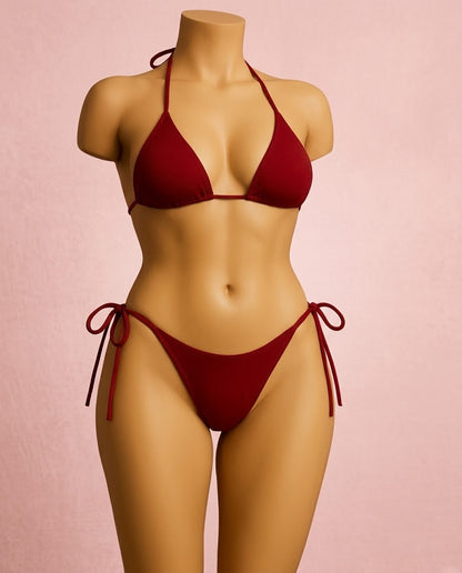 Ribbed Triangle Bikini Set Secretinner
