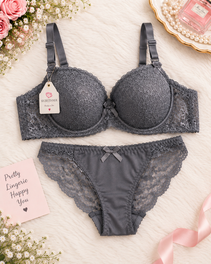 Beautiful Lace Padded Bra Set for Women Secretinner