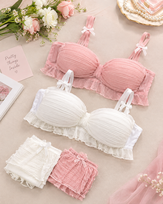 Bow Style Padded Soft Bra Set Secretinner