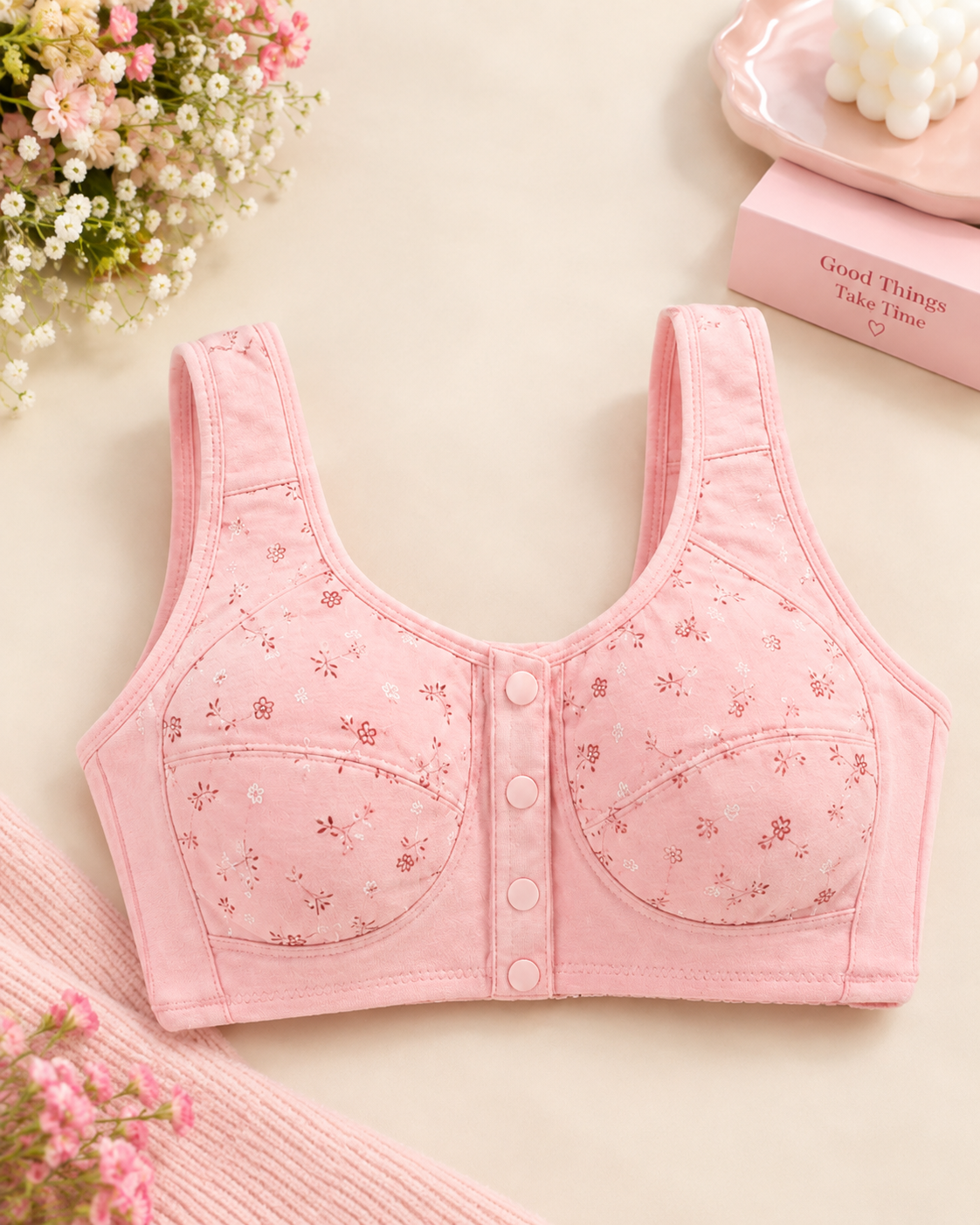 New Anti-Sagging Front Open Cooling Cotton Bra Secretinner