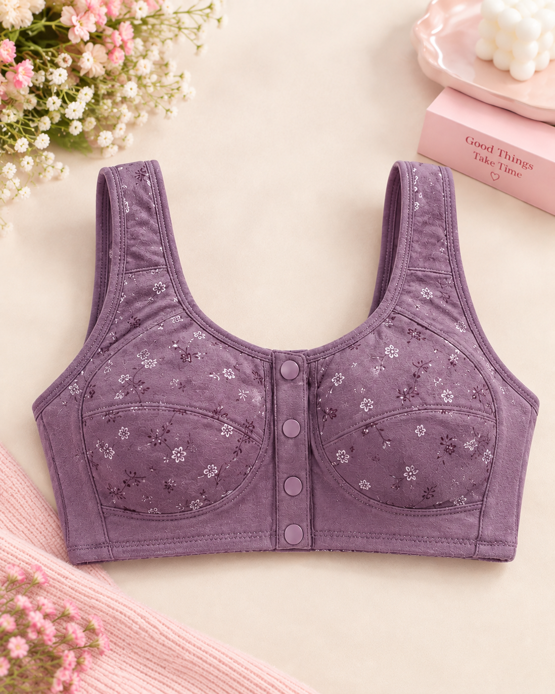 Front Button Open Light Paded Bra Secretinner