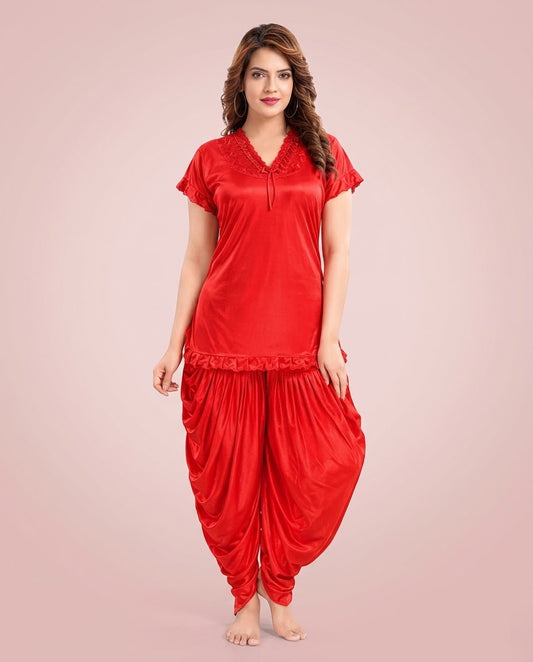 Ladies Patiala Silk Nighty Set Secretinner