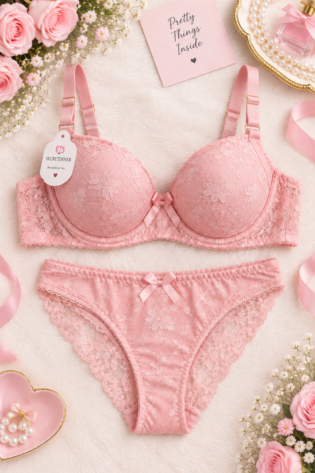Imported Laced Bra Set For Women Secretinner