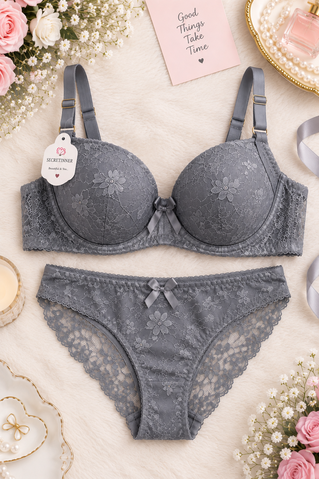 Imported Laced Bra Set For Women Secretinner