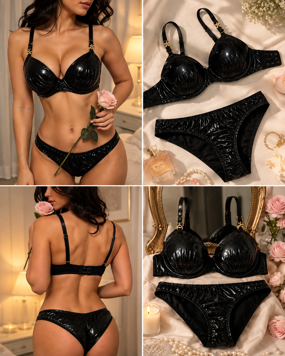 Premium Leather Push-Up Bra and Panty Set Secretinner