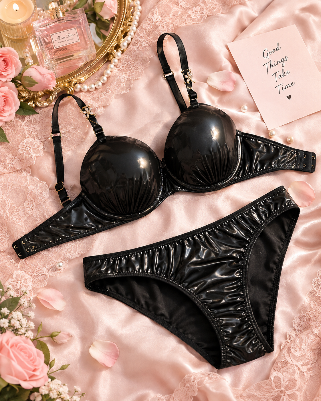 Premium Leather Push-Up Bra and Panty Set Secretinner