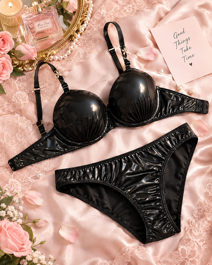 Premium Leather Push-Up Bra and Panty Set Secretinner