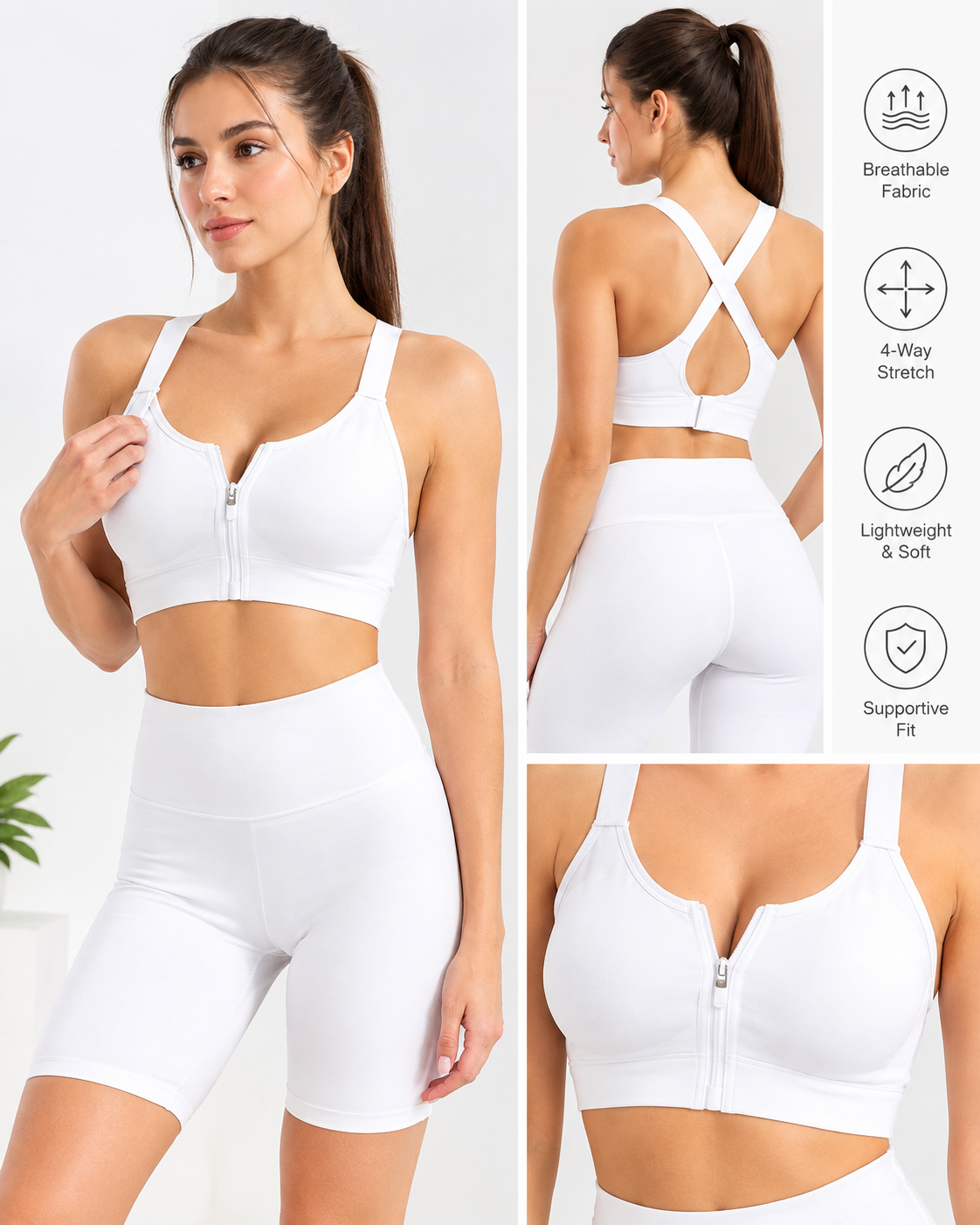 Front Open Zipper Sports Bra – Easy Zip Everyday Comfort secretinner