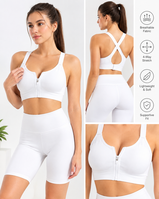 Front Open Zipper Sports Bra – Easy Zip Everyday Comfort secretinner