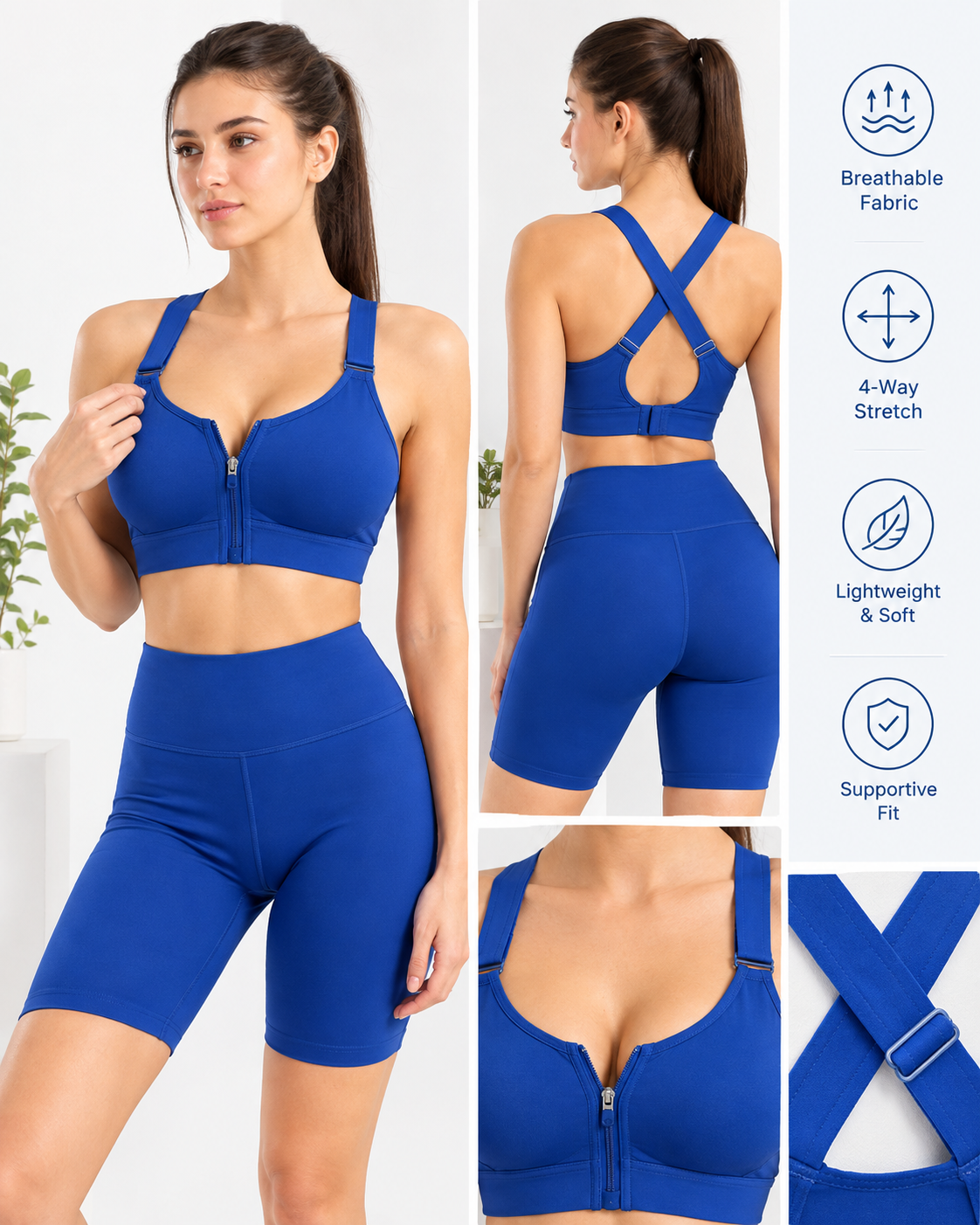 Front Open Zipper Sports Bra – Easy Zip Everyday Comfort secretinner