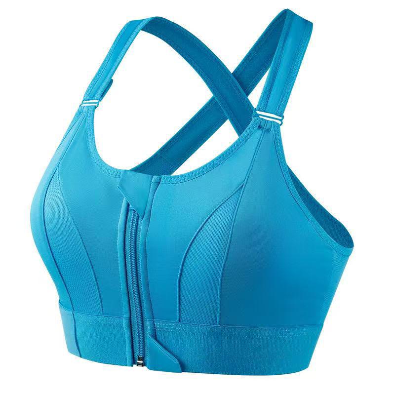 Women's Zipper Front Open Sports Bra with Adjustable Pads