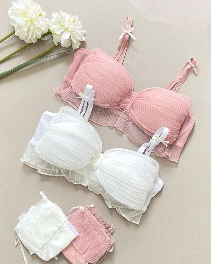Bow Style Padded Soft Bra Set