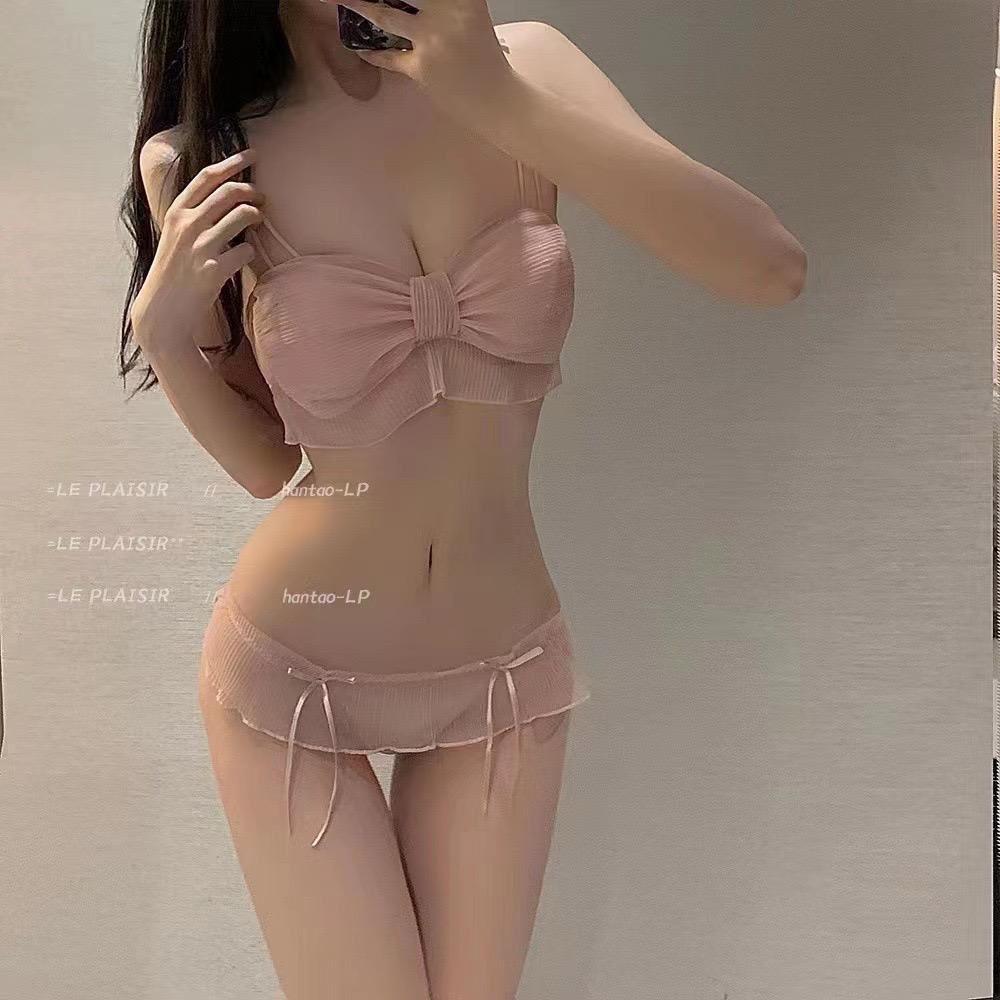 Bow Style Padded Soft Bra Set