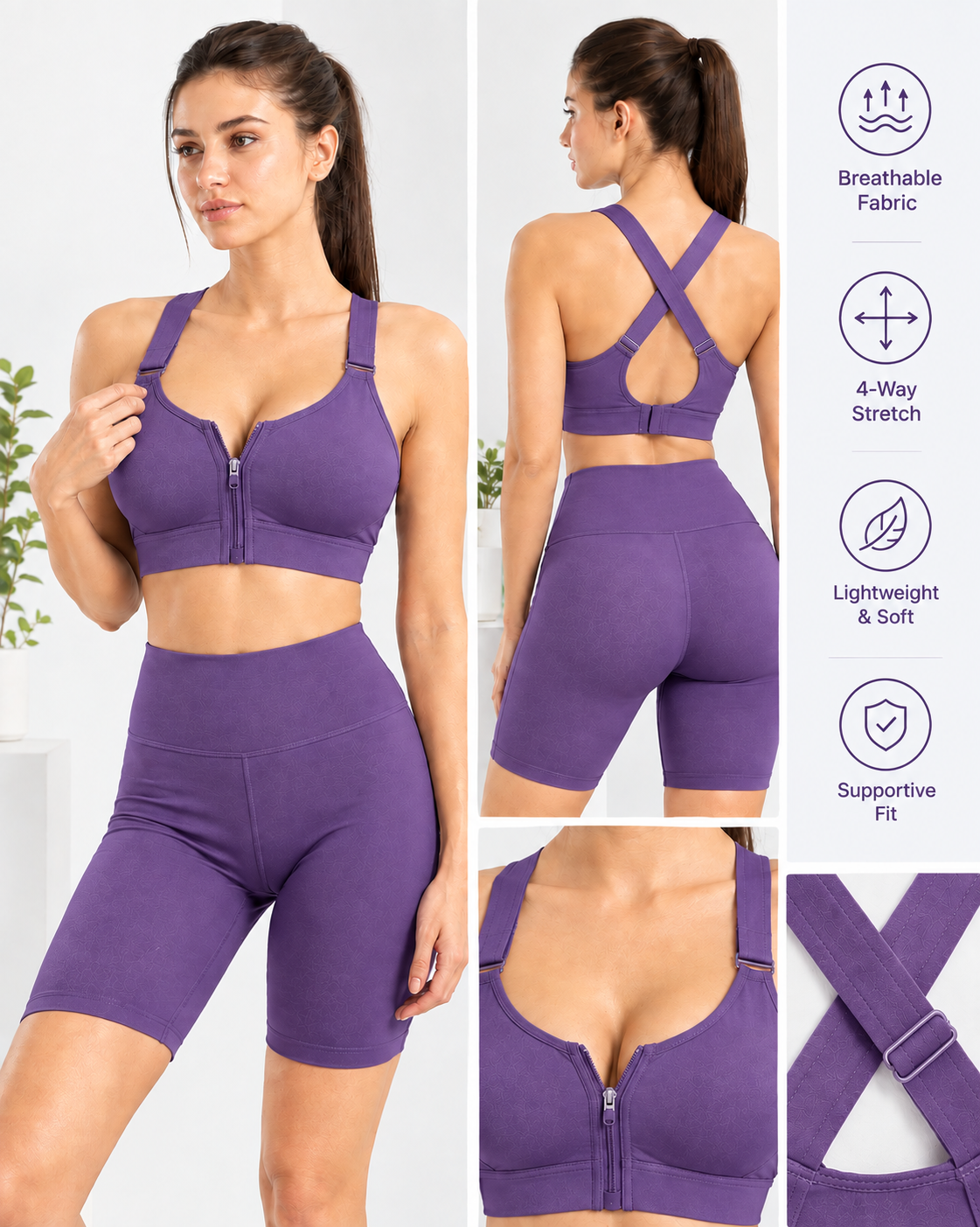 Front Open Zipper Sports Bra – Easy Zip Everyday Comfort secretinner