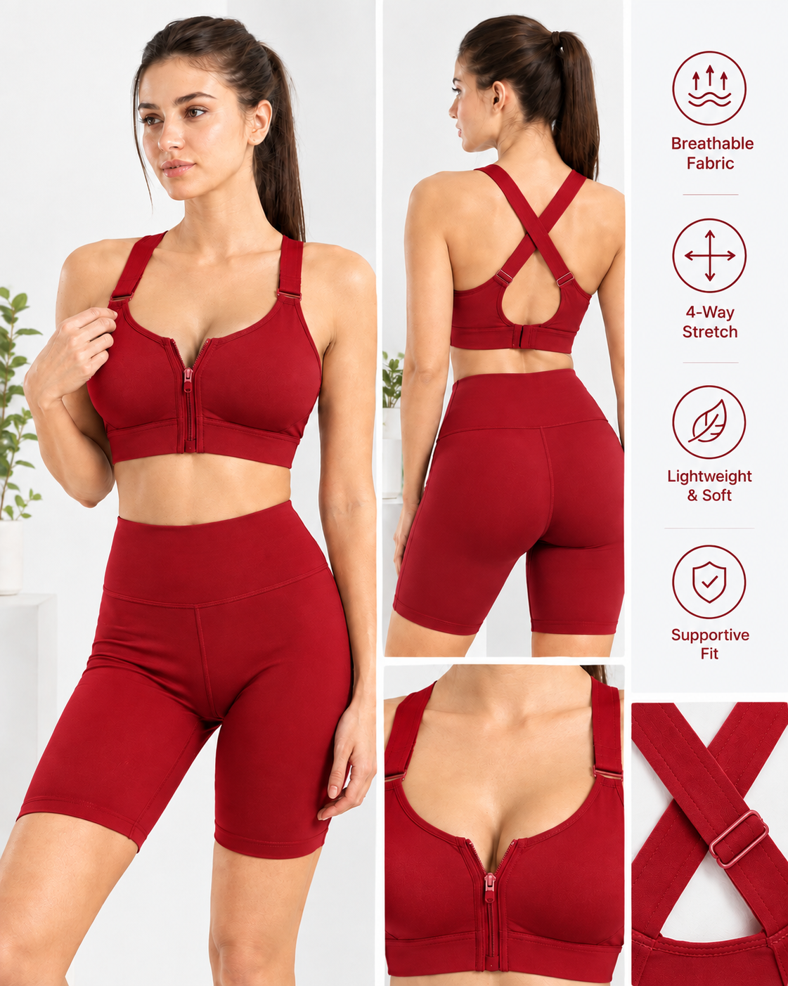 Front Open Zipper Sports Bra – Easy Zip Everyday Comfort secretinner