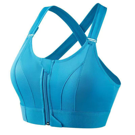 Blue sports bra on a white background